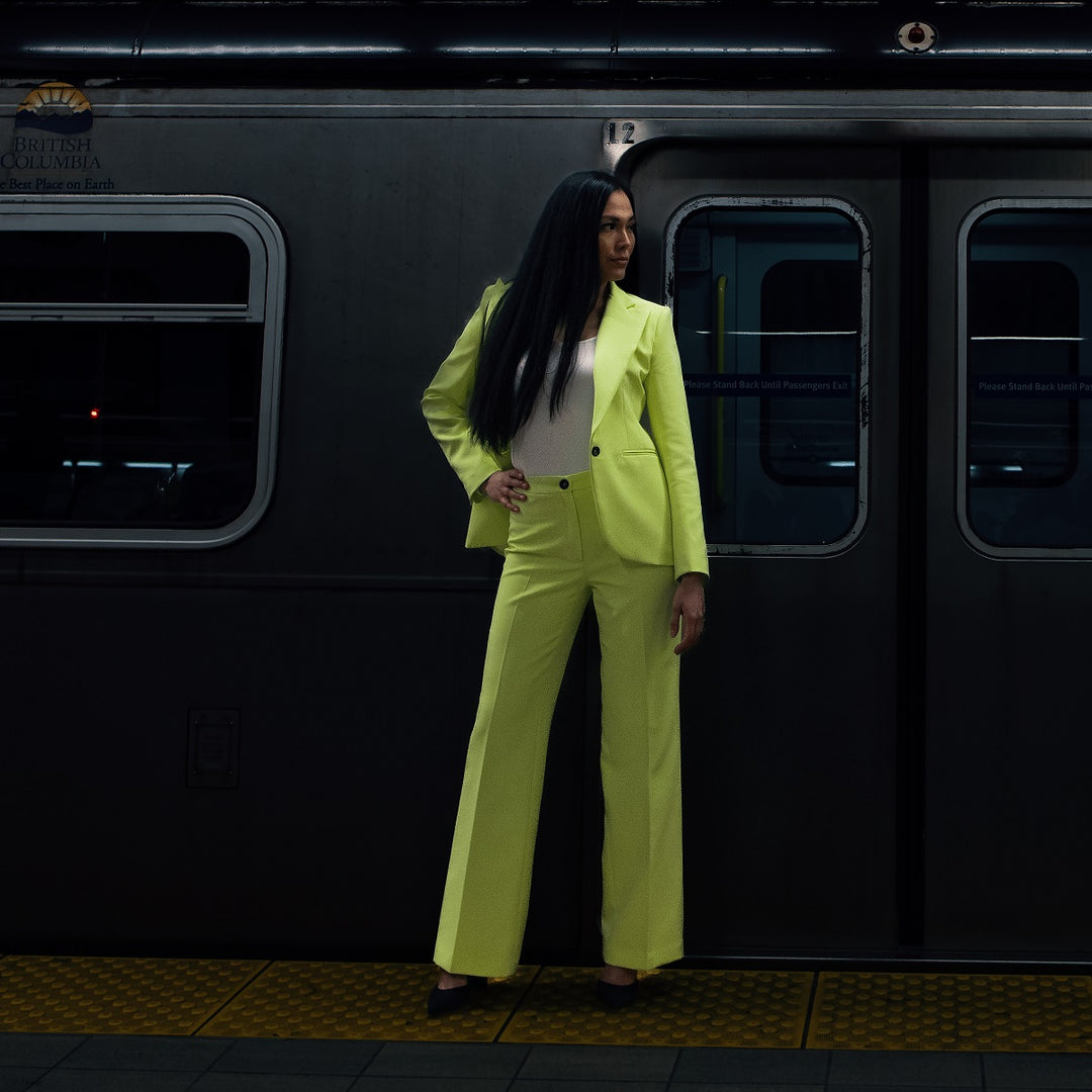 Neon Yellow Blazer For Women By Voyce Suits